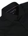 Tommy Hilfiger Men Black Mitered Cuff Solid Slim Fit Formal Shirt
