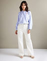 U.S. Polo Assn. Women Vertical Stripe Oxford Shirt