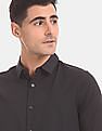 Calvin Klein Men Black Slim Fit Long Sleeve Cotton Stretch Casual Shirt