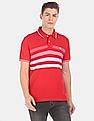 Aeropostale Men Red Short Sleeve Striped Pique Polo Shirt