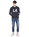 Aeropostale Men Navy Long Sleeve Printed Hood Sweatshirt