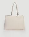 Tommy Hilfiger Solid Beige PU Totes