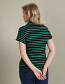 U.S. Polo Assn. Women Horizontal Stripe Ribbed Polo Shirt