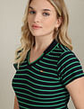U.S. Polo Assn. Women Horizontal Stripe Ribbed Polo Shirt
