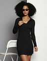 Calvin Klein Layered Sheer Ribbed Dress