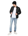 Flying Machine High Neck Solid Quilted Jacket