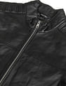 Calvin Klein Men Black Stand Neck Leather Biker Jacket