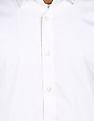 Calvin Klein Men White Spread Collar Solid Casual Shirt