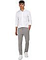 Calvin Klein Men White Spread Collar Solid Casual Shirt