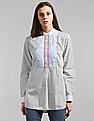 GAP Women White Stripe Band Collar Tunic