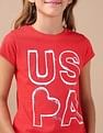 U.S. Polo Assn. Kids Girls Brand Printed Regular Fit T-Shirt