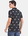 U.S. Polo Assn. Denim Co. Men Blue Allover Print Cotton Stretch Polo Shirt