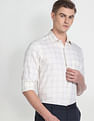 Arrow Cutaway Collar Plaid Check Formal Shirt
