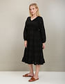 U.S. Polo Assn. Women V-Neck Schiffli Midi Dress