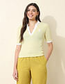 U.S. Polo Assn. Women Contrast Collar Textured Polo Shirt