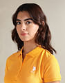 U.S. Polo Assn. Women Ribbed Collar Solid Polo Shirt