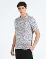 Flying Machine Floral Print Cuban Collar Shirt