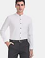 Flying Machine Mandarin Collar Tonal Print Shirt