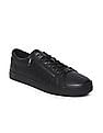 Calvin Klein Men Black Vulcanized Zipper Debossed Lace Up Sneakers