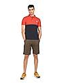 U.S. Polo Assn. Denim Co. Men Rust Stripe Tape Colour Block Polo Shirt