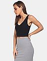 Calvin Klein Women Black Mesh Logo Tape Crop Top