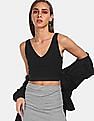 Calvin Klein Women Black Mesh Logo Tape Crop Top