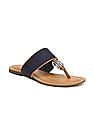 Tommy Hilfiger Women Dark Blue T-Strap Metallic Logo Sandals