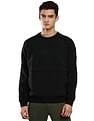 Calvin Klein Men Black Crew Neck Mix Media Sweatshirt