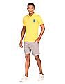 U.S. Polo Assn. Men Yellow Ribbed Collar Pique Polo Shirt