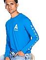 Aeropostale Men Blue Long Sleeve Logo T-Shirt