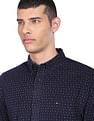 Tommy Hilfiger Men Navy Paisley Print Corduroy Cotton Casual Shirt