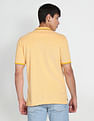 Flying Machine Striped Collar Solid Polo Shirt