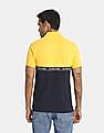 U.S. Polo Assn. Men Yellow And Navy Colour Block Pique Polo Shirt
