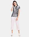 U.S. Polo Assn. Women Black Tie And Dye Pique Polo Shirt