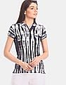 U.S. Polo Assn. Women Black Tie And Dye Pique Polo Shirt