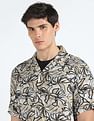 Flying Machine Abstract Print Cuban Collar Shirt