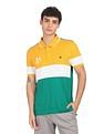 AD by Arvind Panelled Cotton Colour Block Polo Shirt
