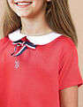 U.S. Polo Assn. Kids Girls Peter Pan Collar Pure Cotton Dress