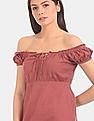 Aeropostale Women Dusty Pink Off-Shoulder Empire Waist Dress