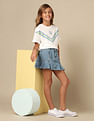 U.S. Polo Assn. Kids Girls Denim Pleated Skorts