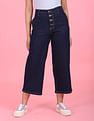 Flying Machine Women High Rise Wide Leg Cropped Jeans