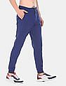 Flying Machine Men Blue Elasticized Drawstring Waist Printed Joggers