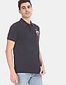 Aeropostale Men White Cotton Numeric Appliqued Polo Shirt