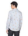 Flying Machine Spread Collar Floral Print Satin Shirt