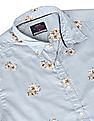 Flying Machine Spread Collar Floral Print Satin Shirt