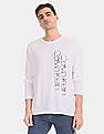 Calvin Klein Men White Full Sleeve Printed Cotton T-Shirt