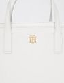 Tommy Hilfiger Solid White Cotton Handbags