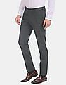 USPA Tailored Grey Slim Fit Check Formal Trousers