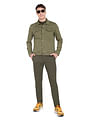 Flying Machine Spread Collar Solid Denim Jacket