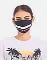 U.S. Polo Assn. Unisex Adults Navy Triple Layer Washable Anti Bacterial Striped Face Masks - Pack Of 3
